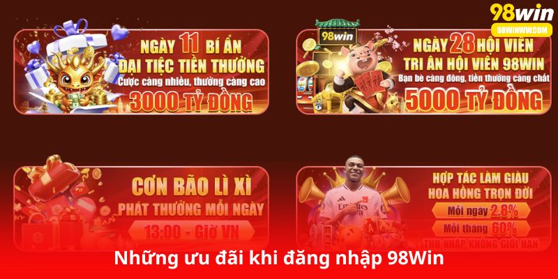 Những ưu đãi khi đăng nhập 98Win