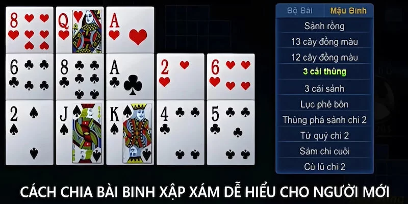 Cách chia bài binh xập xám dễ hiểu cho người mới